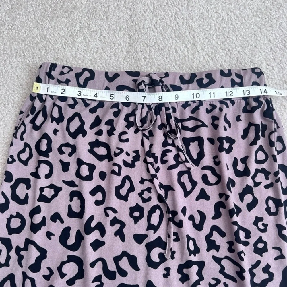 Tickled Teal Leopard Print‎ Midi Skirt Drawstring Waist Women's Size S